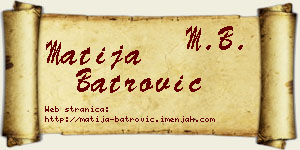 Matija Batrović vizit kartica